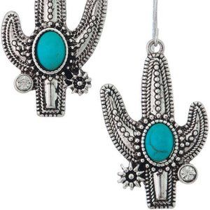 Cactus Turquoise Stone Drop Earrings